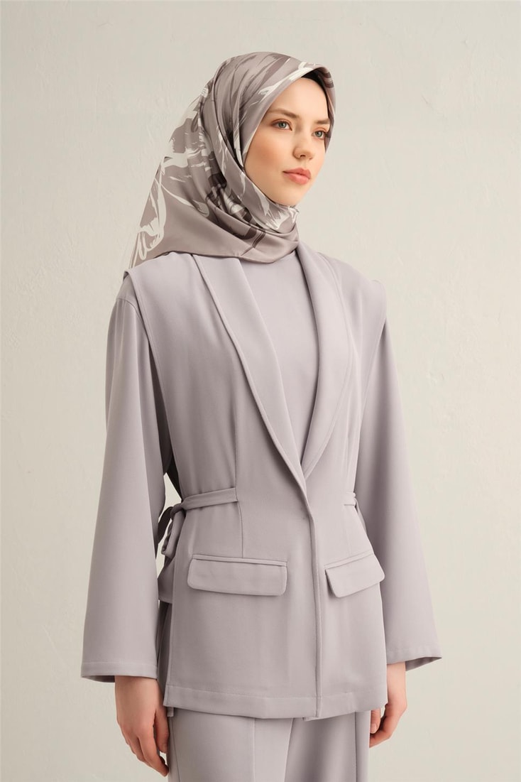 Armine Çiçek Desenli Saf İpek Twill Eşarp 9322D 82 