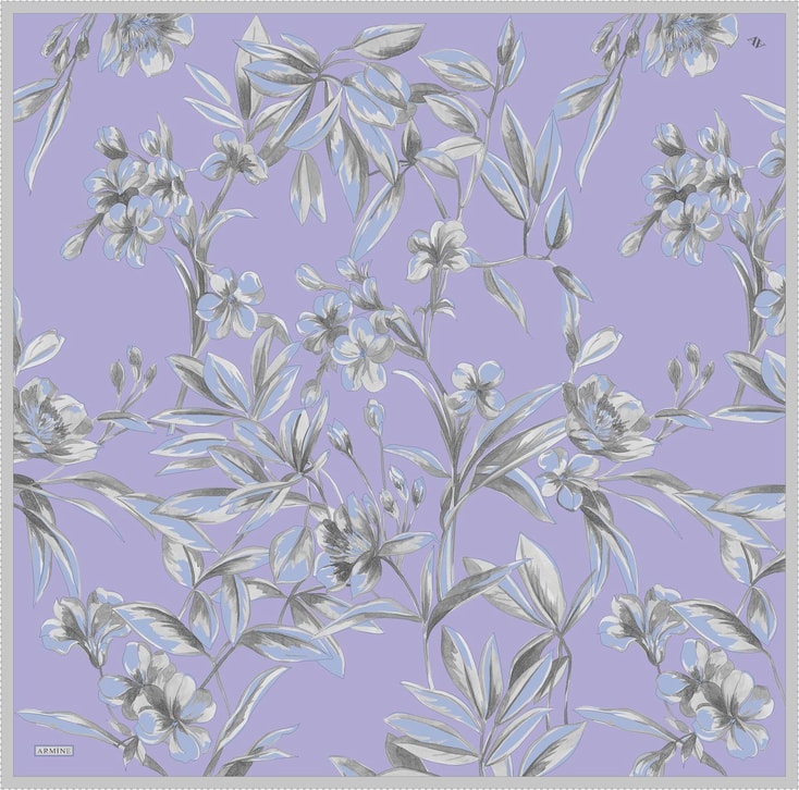 Armine Çiçek Desenli Saf İpek Twill Eşarp 9324D 87 