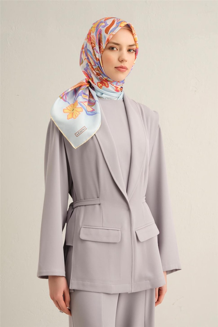 Armine Çiçek Desenli Saf İpek Sura Eşarp 9332D 58 
