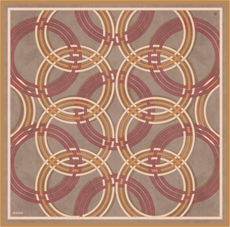 Armine Klasik Desenli Saf İpek Twill Eşarp 9333D 03 