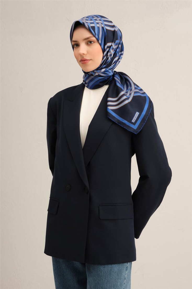 Armine Klasik Desenli Saf İpek Twill Eşarp 9333D 08 