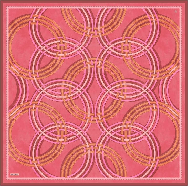 Armine Klasik Desenli Saf İpek Twill Eşarp 9333D 38 