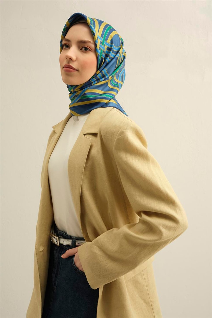 Armine Klasik Desenli Saf İpek Twill Eşarp 9333D 80 