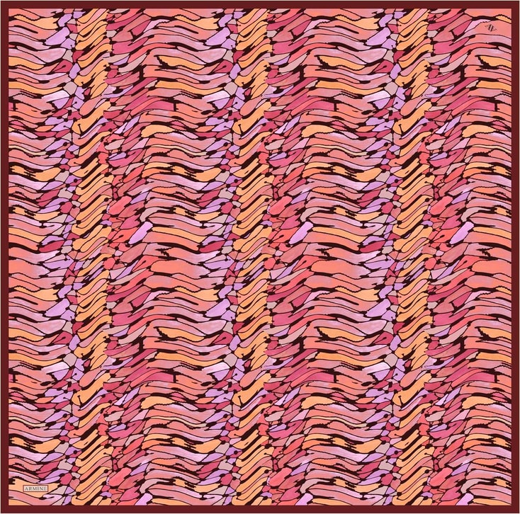 Armine Soyut Desenli Saf İpek Twill Eşarp 9335D 33