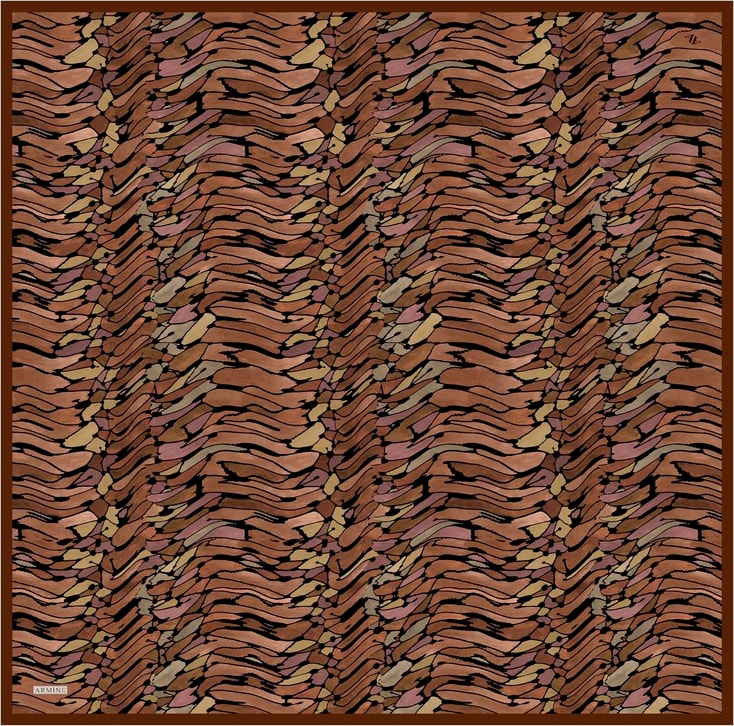 Armine Soyut Desenli Saf İpek Twill Eşarp 9335D 52 