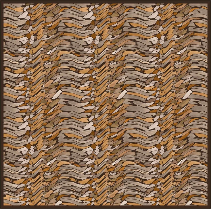 Armine Soyut Desenli Saf İpek Twill Eşarp 9335D 81 