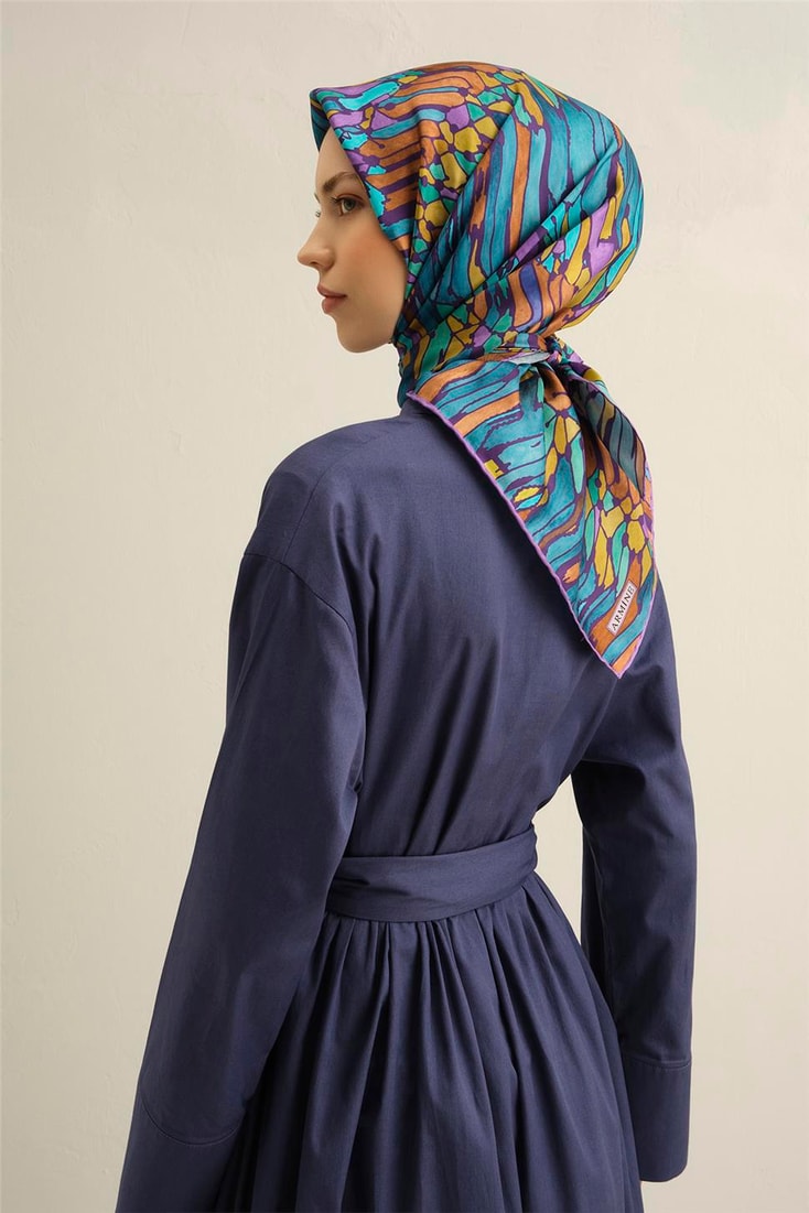Armine Soyut Desenli Saf İpek Twill Eşarp 9335D 85 
