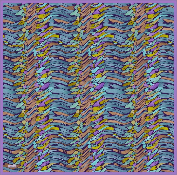 Armine Soyut Desenli Saf İpek Twill Eşarp 9335D 85 