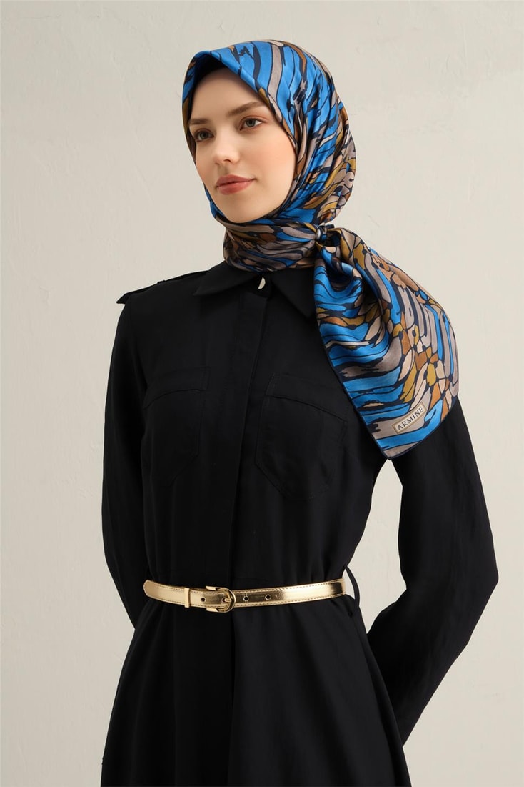 Armine Soyut Desenli Saf İpek Sura Eşarp 9335D 01 
