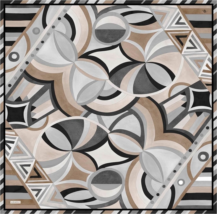 Armine Geometrik Desenli Saf İpek Sura Eşarp 9336D 85