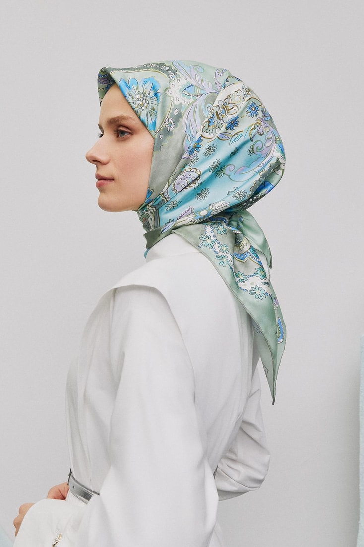 Armine Etnik Desenli Saf İpek Sura Eşarp 9338D 56 