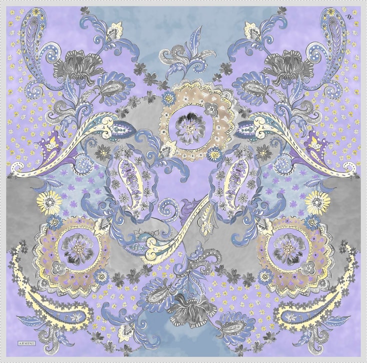 Armine Etnik Desenli Saf İpek Sura Eşarp 9338D 82 