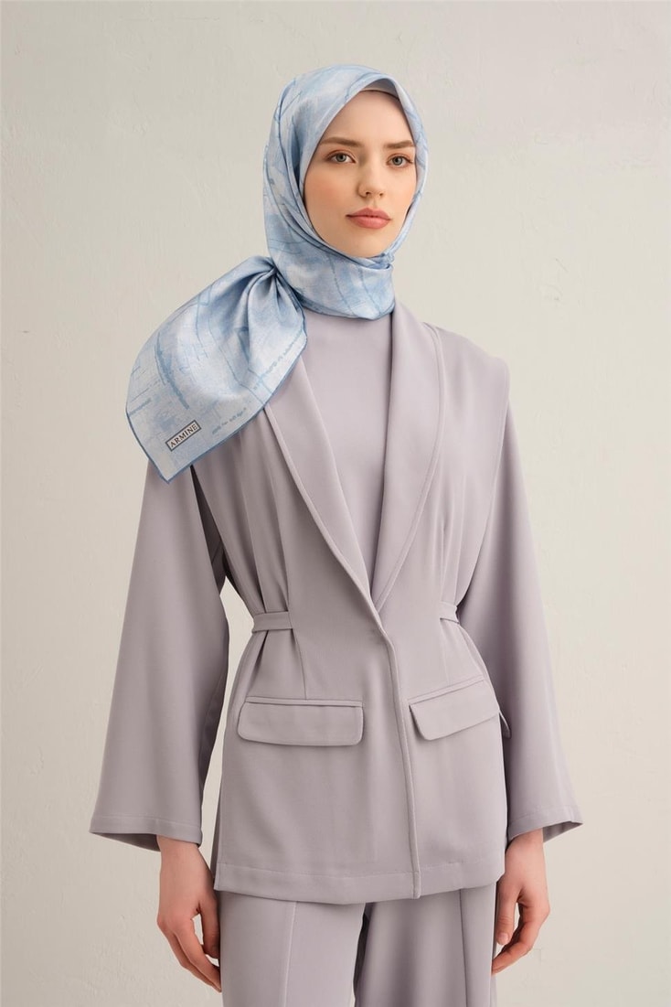Armine Soyut Desenli Saf İpek Sura Eşarp 9339D 07
