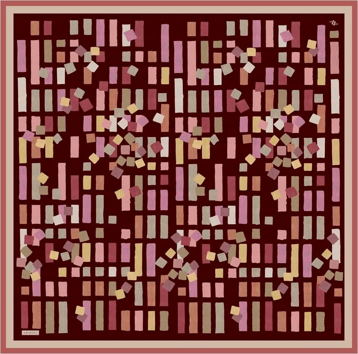 Armine Geometrik Desenli Saf İpek Sura Eşarp 9341D 34