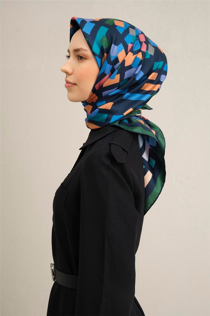 Armine Geometrik Desenli Saf İpek Sura Eşarp 9341D 58