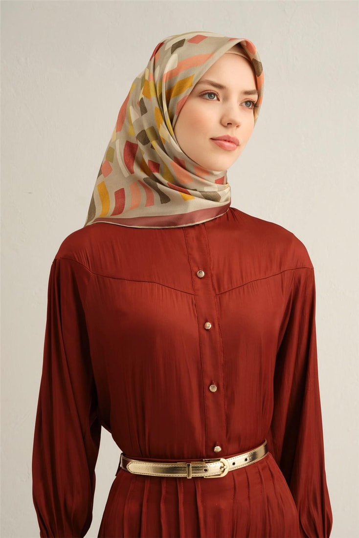 Armine Çiçek Desenli İpek Sura Eşarp 9341 01