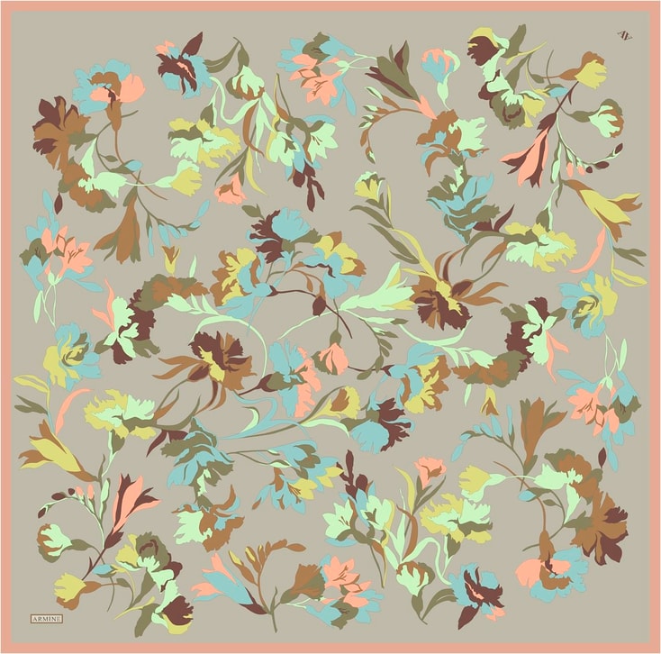 Armine Desenli Saf İpek Twill Eşarp 9342- 02