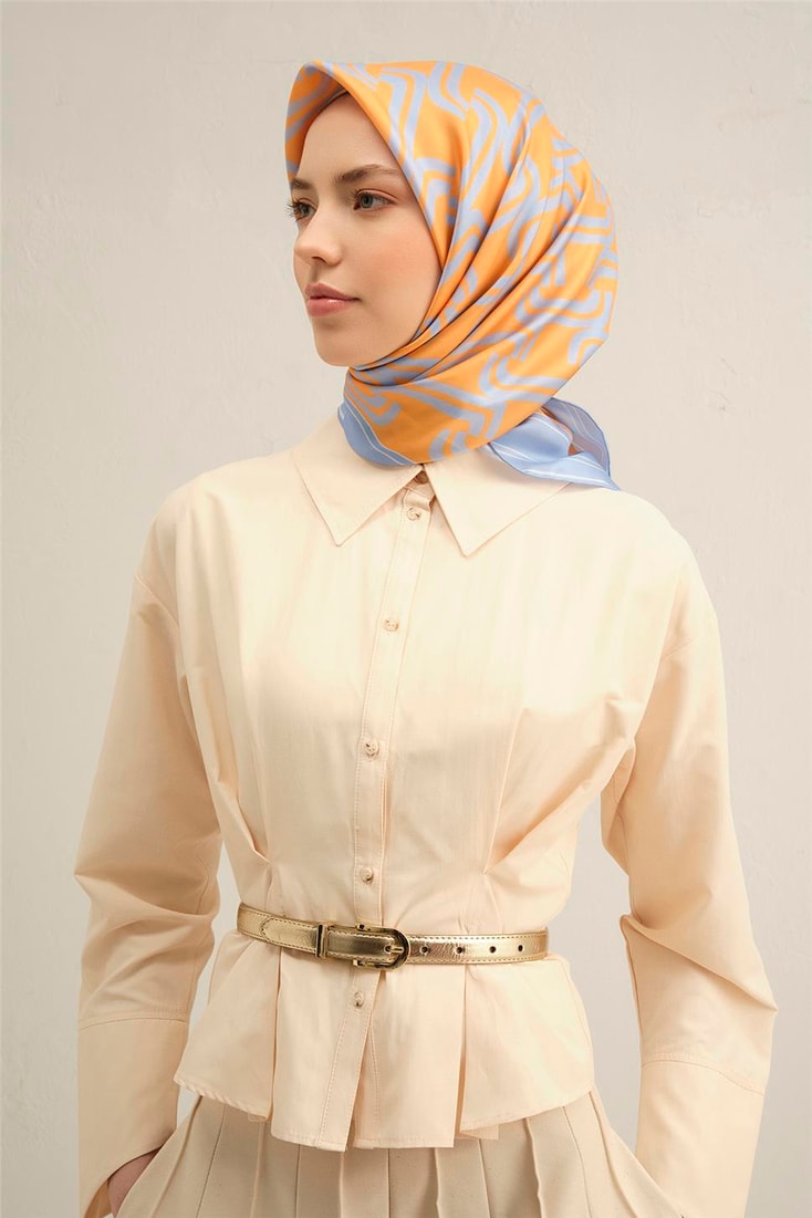 Armine Klasik Desenli Saf İpek Sura Eşarp 9343D 35 