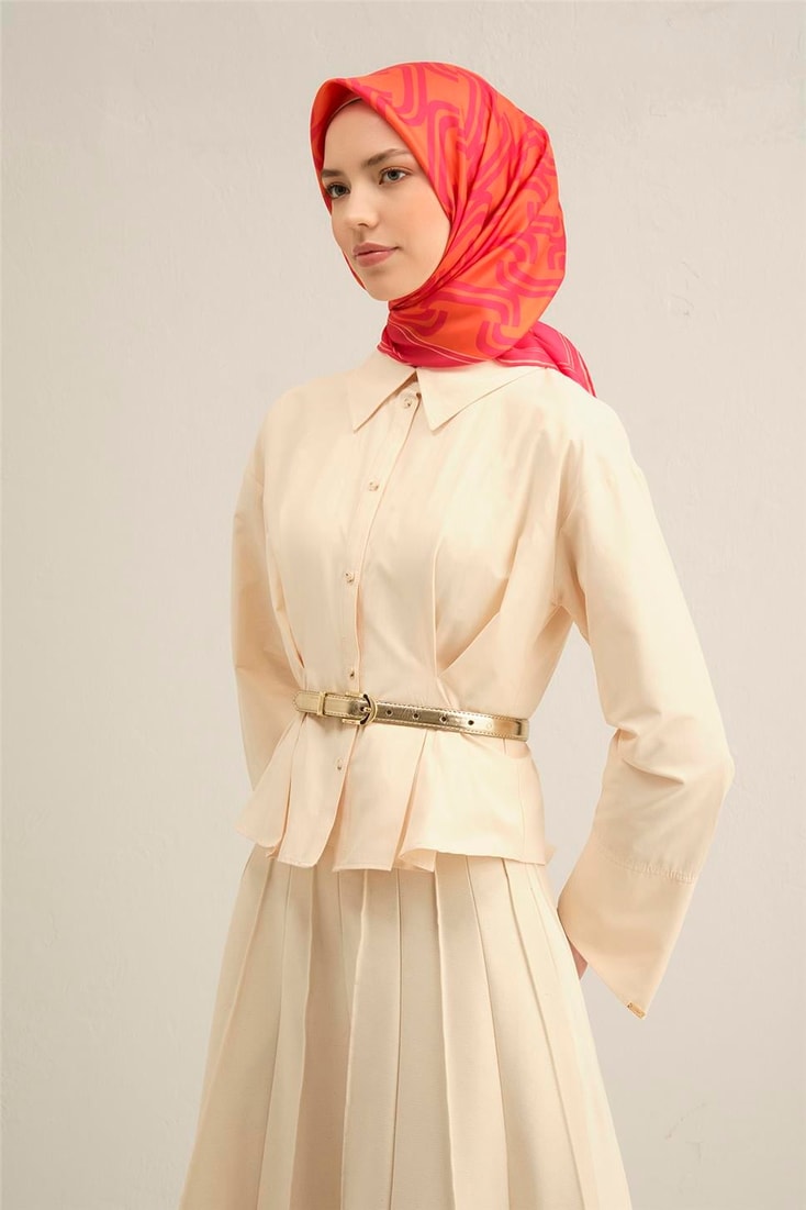 Armine Klasik Desenli Saf İpek Twill Eşarp 9343D 89