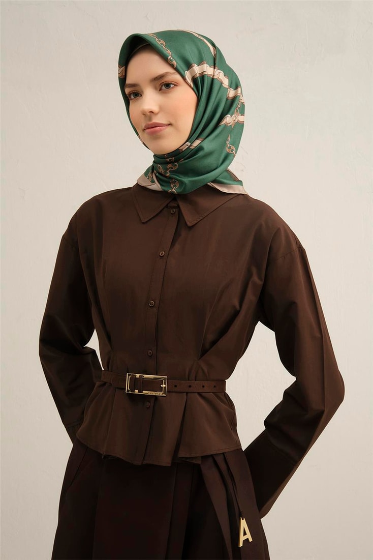 Armine Klasik Desenli Saf İpek Sura Eşarp 9346D 12 