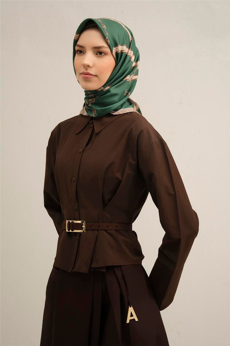 Armine Klasik Desenli Saf İpek Sura Eşarp 9346D 12 