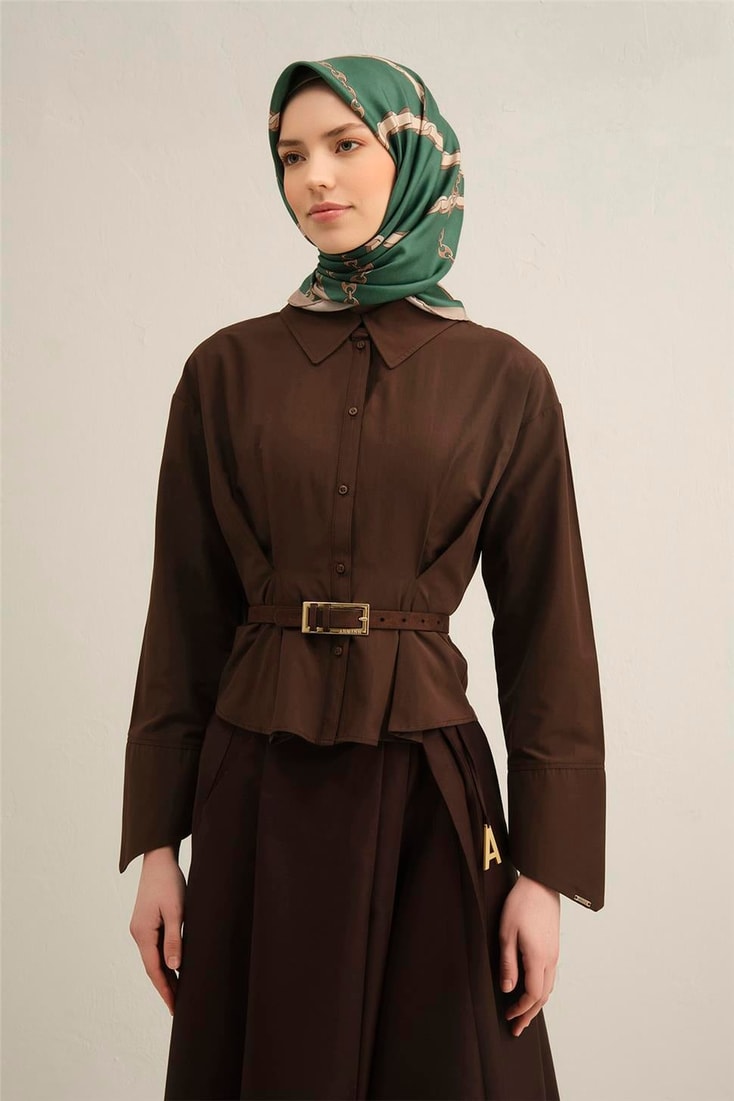Armine Klasik Desenli Saf İpek Sura Eşarp 9346D 12 