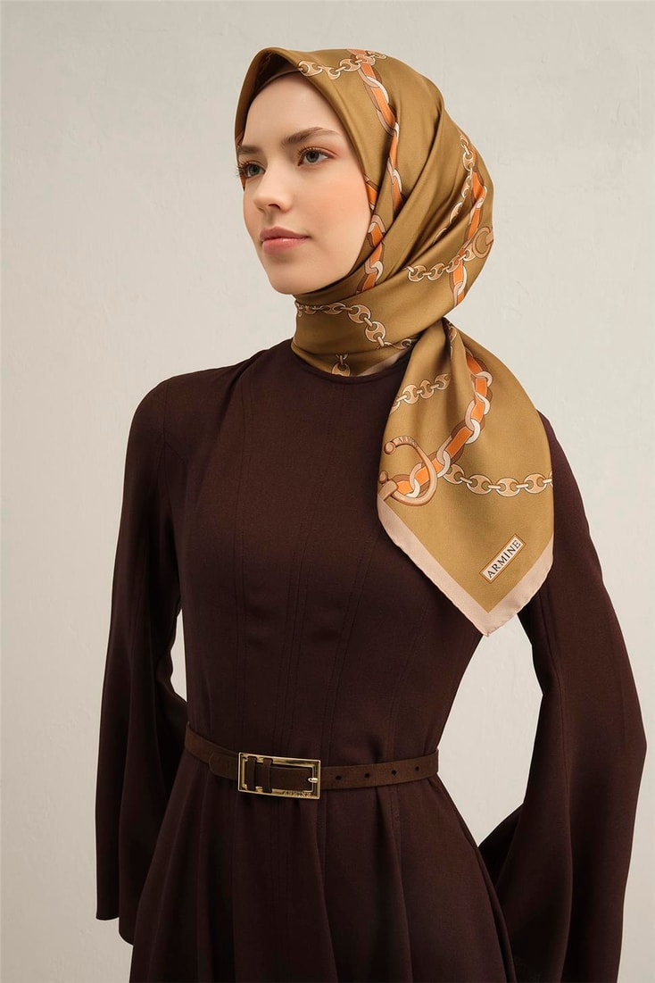 Armine Klasik Desenli Saf İpek Sura Eşarp 9346D 39 
