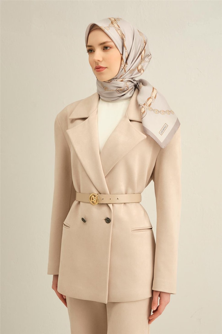 Armine Klasik Desenli Saf İpek Twill Eşarp 9346D 31 
