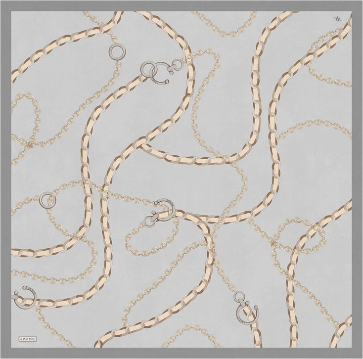 Armine Klasik Desenli Saf İpek Twill Eşarp 9346D 31 