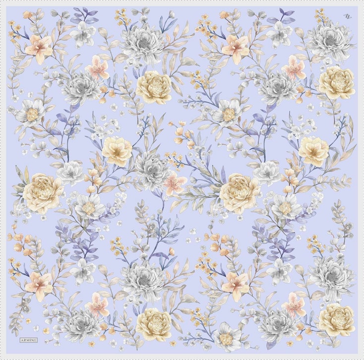 Armine Çiçek Desenli Saf İpek Sura Eşarp 9347D 82