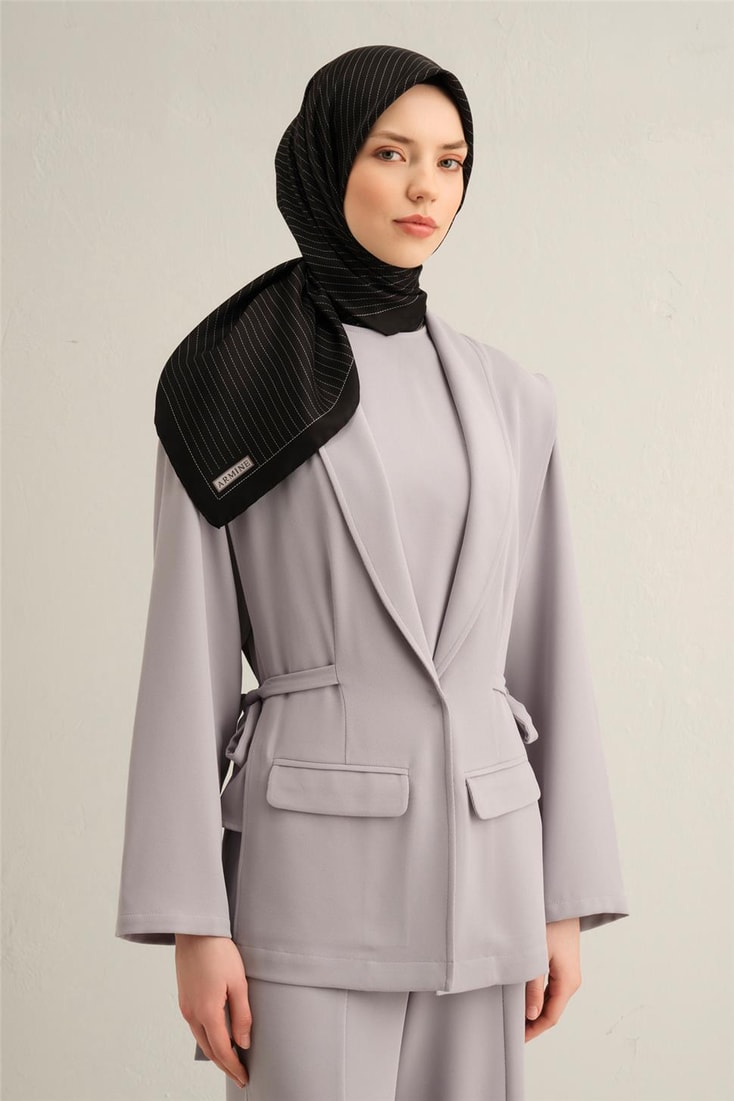 Armine Klasik Desenli Saf İpek Sura Eşarp 9348D 34 