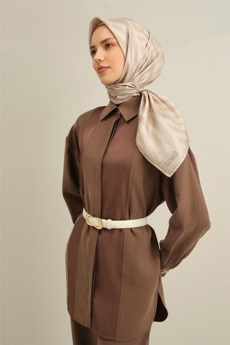 Armine Klasik Desenli Saf İpek Sura Eşarp 9351D 09