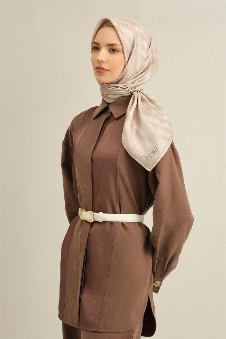 Armine Klasik Desenli Saf İpek Sura Eşarp 9351D 09