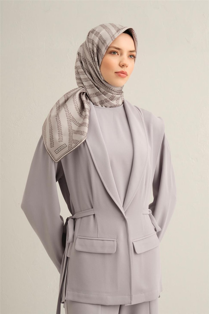 Armine Klasik Desenli Saf İpek Sura Eşarp 9351D 51