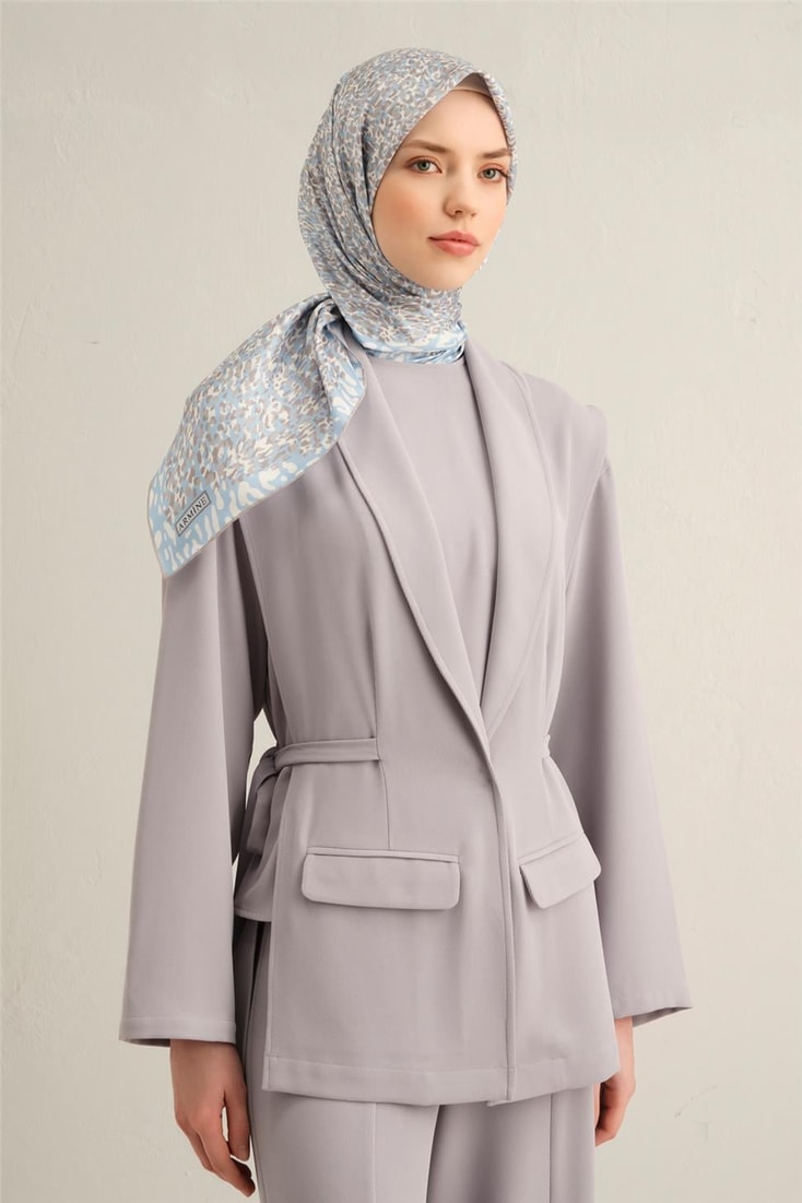 Armine Leopar Desenli Saf İpek Twill Eşarp 9352D 04