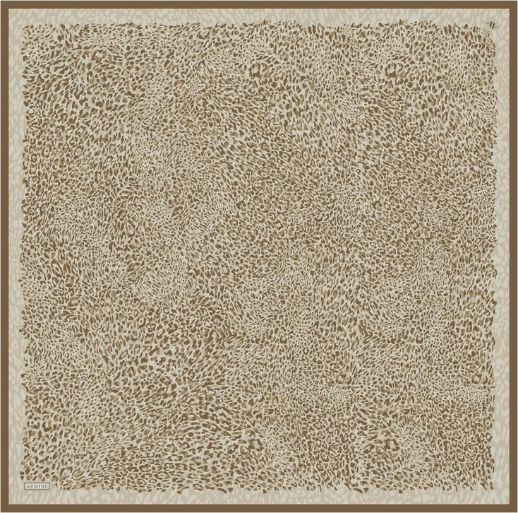 Armine Leopar Desenli Saf İpek Twill Eşarp 9352D 52