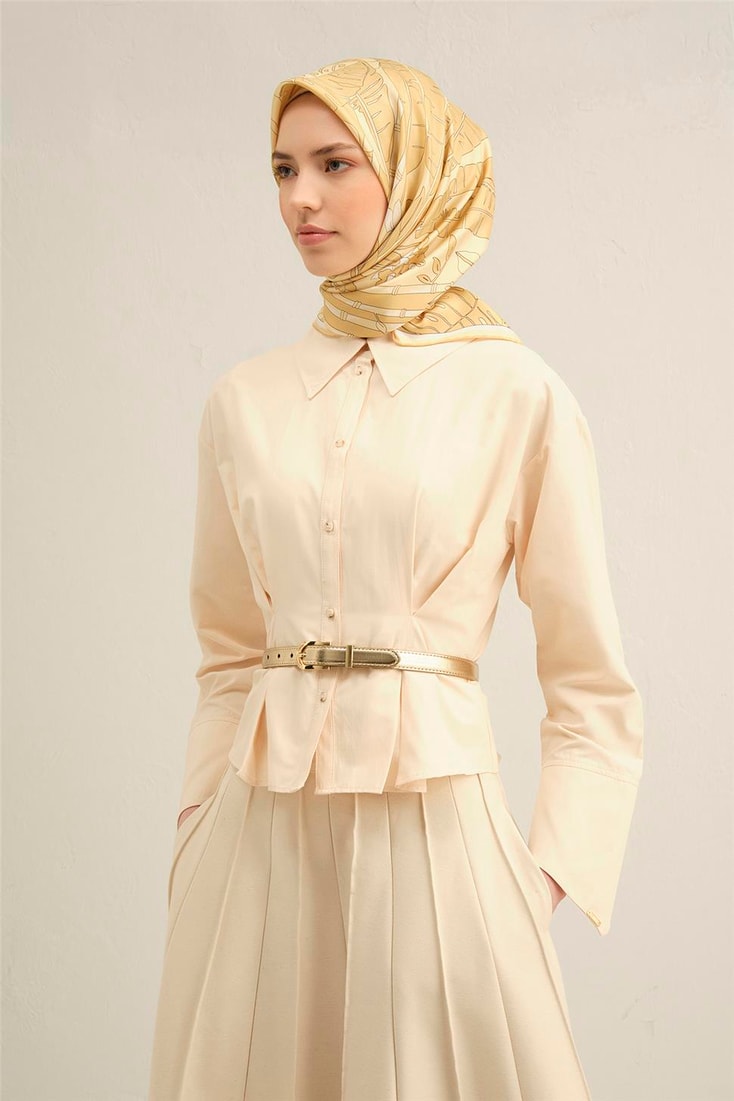 Armine Çiçek Desenli Saf İpek Twill Eşarp 9353D 35 