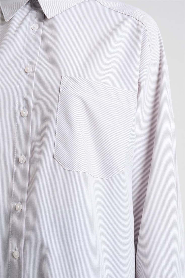 Armine Çizgili Gömlek Ort3440 Vizon