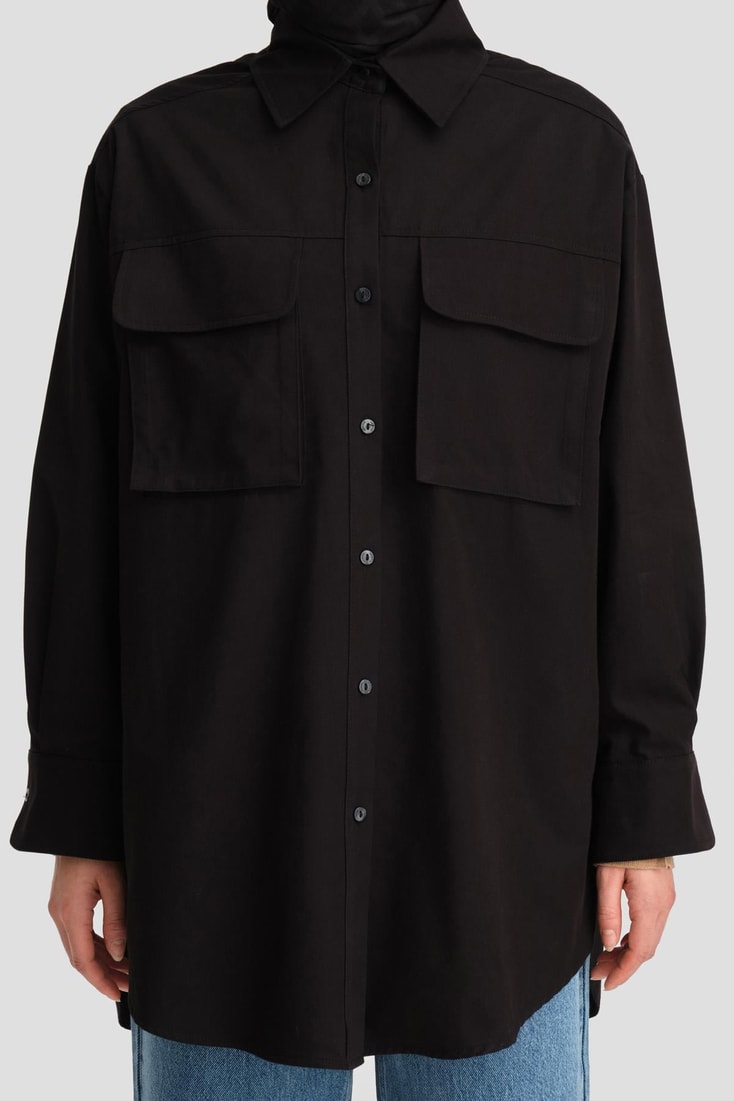 Armine Cepli Gabardin Gömlek Ceket 25K3603 Siyah