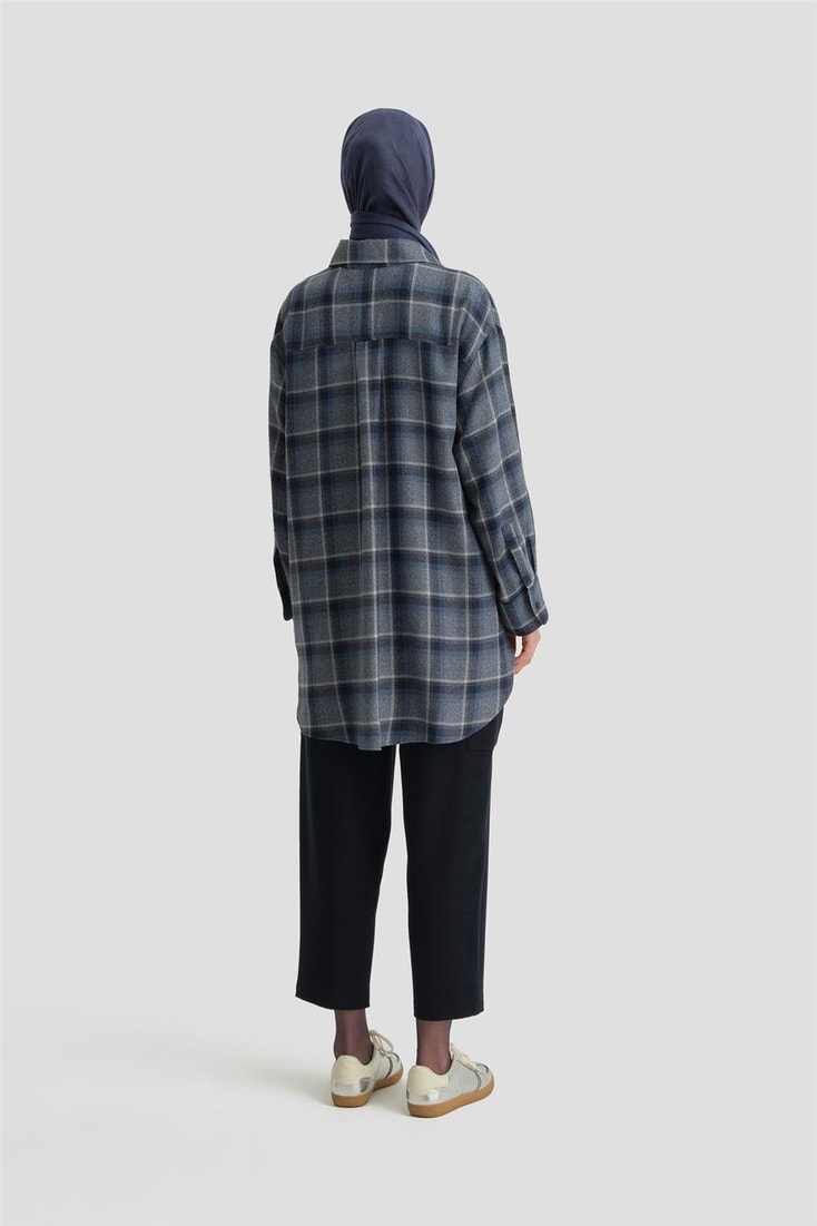 Armine Kapaklı Cepli Oduncu Gömlek ORT3637 İndigo