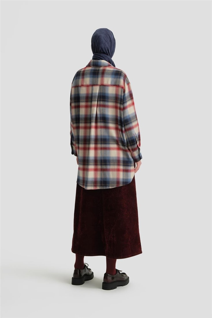 Armine Kapaklı Cepli Oduncu Gömlek ORT3637 Kırmızı