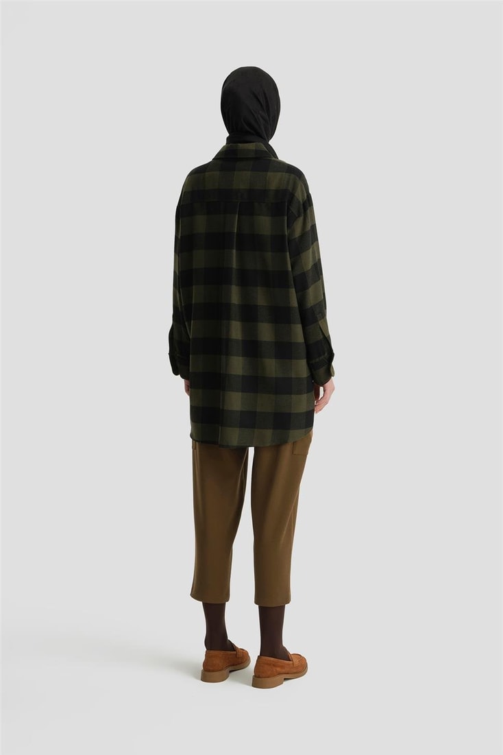 Armine Kapaklı Cepli Oduncu Gömlek ORT3637 Yeşil