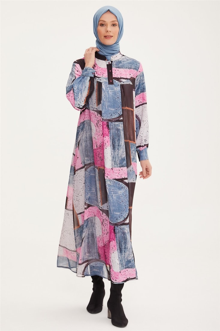 Armine Şifon Garnili Empirme Elbise 22K9537 Orkide