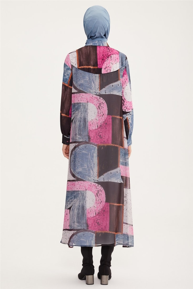 Armine Şifon Garnili Empirme Elbise 22K9537 Orkide