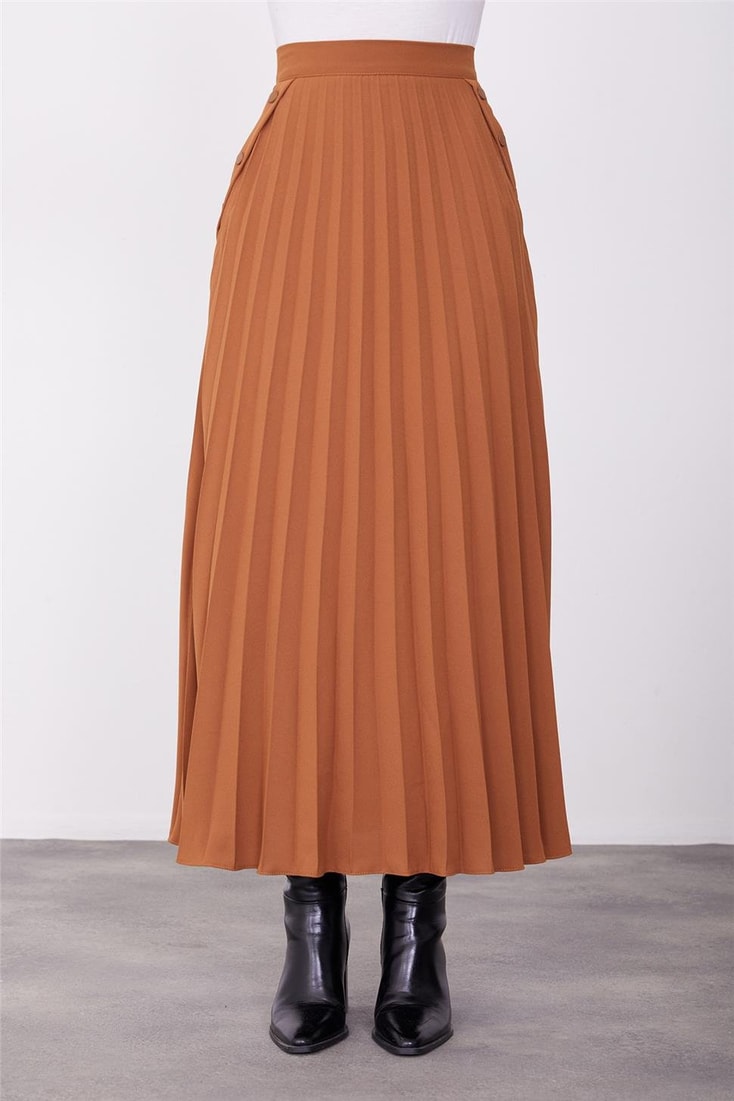 Armine Cepli Ve Piliseli Etek 23K1509 Badem