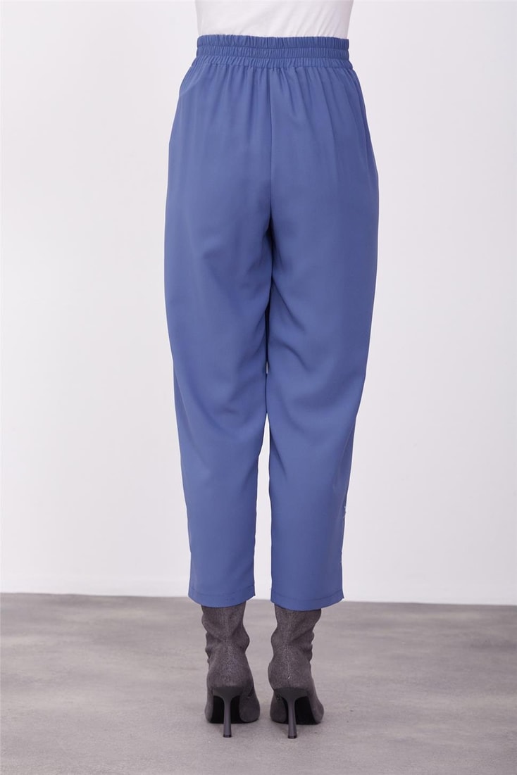 Armine Paçası Nakışlı Pantolon 23K2507 İndigo