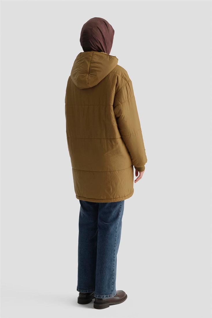 Armine Seyyar Kapüşonlu Oversize Kaban 23K7210 Camel