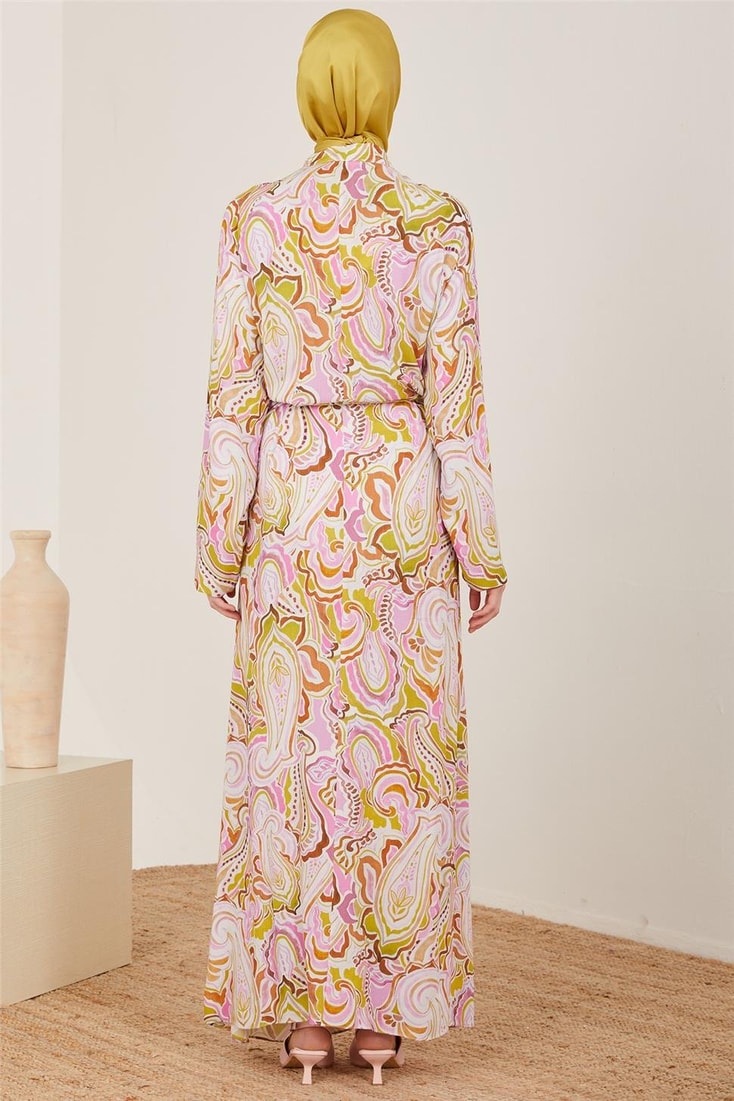 Armine Sim Detaylı Viskon Elbise 23Y9638 Pembe