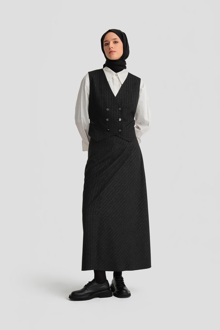 Armine Simli Dokulu Etek 25K1721 Siyah