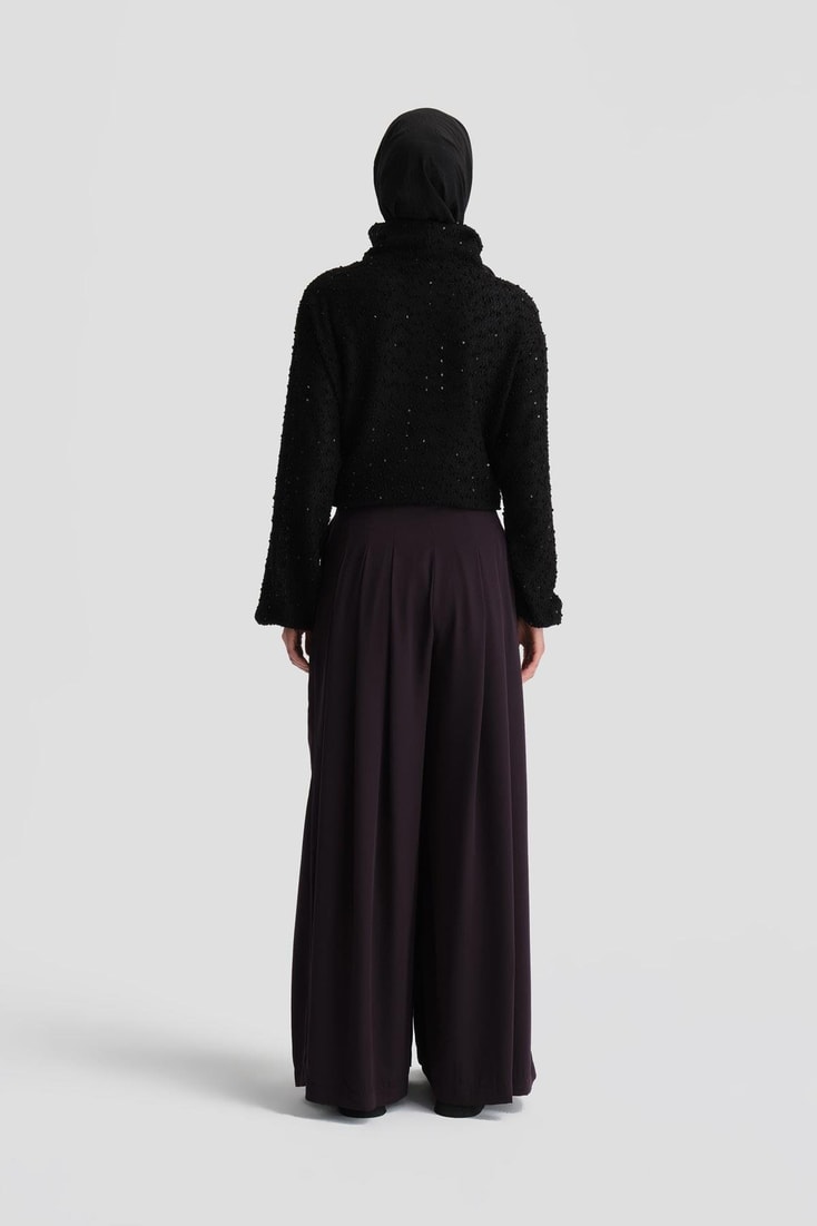 Armine Yüksek Bel Pliseli Pantolon 24K2700 Mor